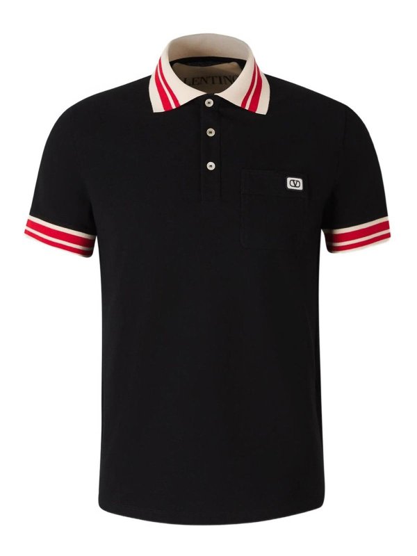 VALENTINO: polo shirts - Vlogo Signature Cotton Polo Shirt