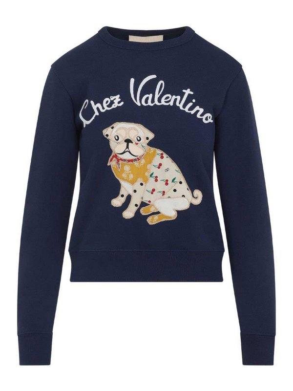 VALENTINO: Sweatshirts & Pulls - Sweat-Shirts - Bleu