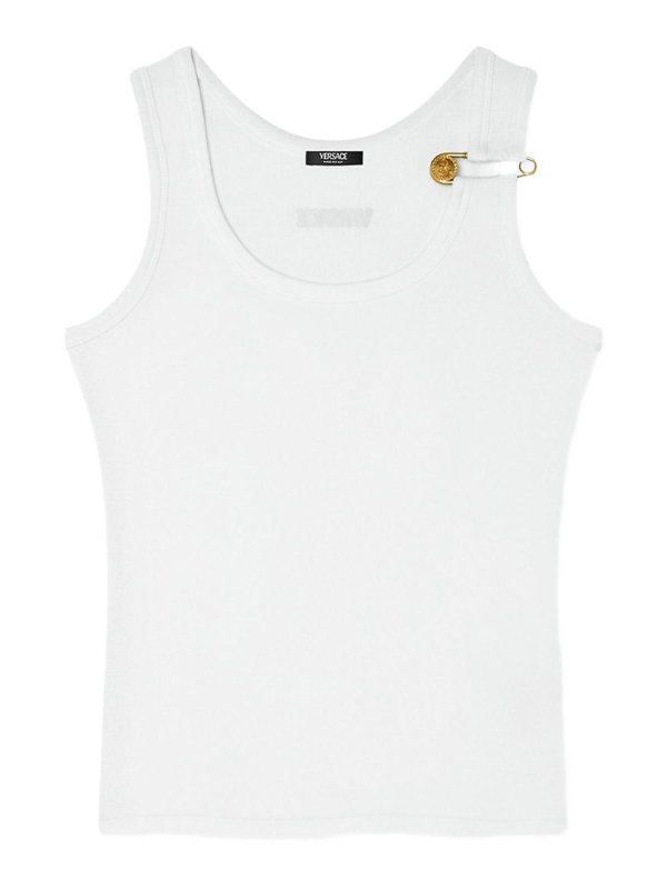 VERSACE: Tops & Tank tops - Logo Cotton Tank Top
