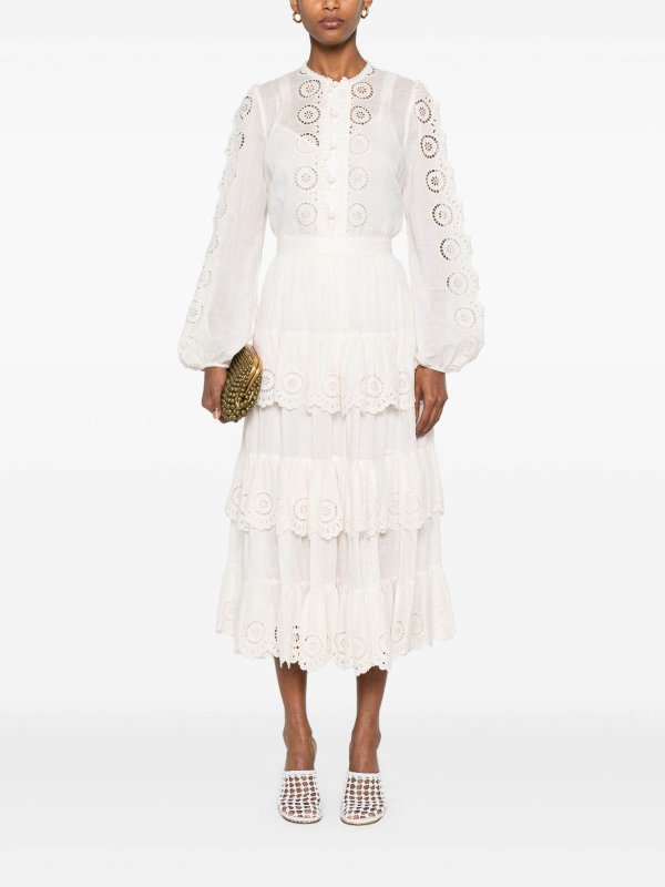 Jupe Midi - Blanc shop online: ZIMMERMANN