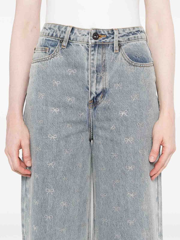 Self Portrait: straight leg jeans online - Crystal Embellished Denim Jeasn