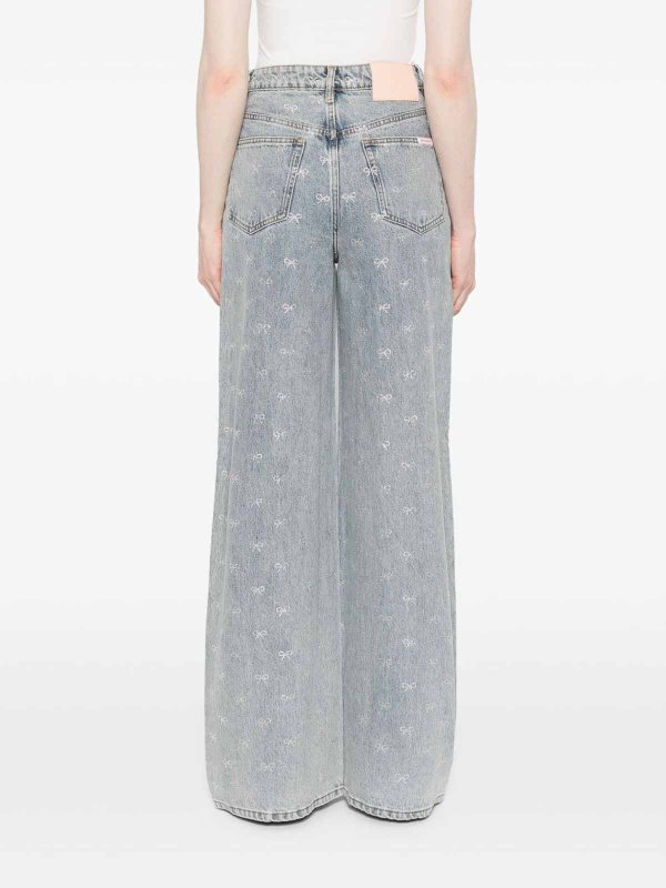 The Best Shops Self Portrait: straight leg jeans - Crystal Embellished Denim Jeasn