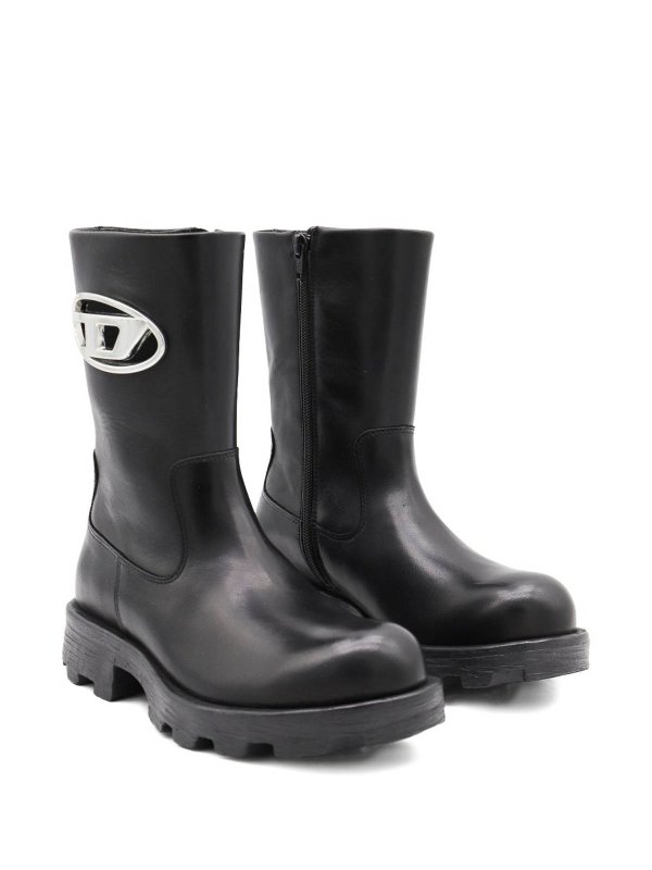 DIESEL: boots online - Leather Biker Boots