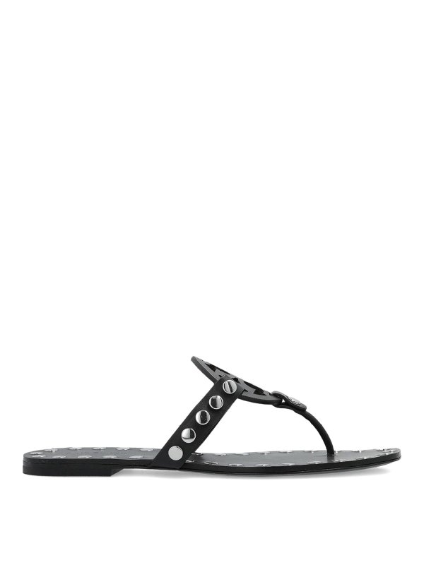 TORY BURCH: flat shoes - Studded Miller Leather Flat Sandals