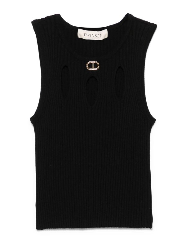 TWINSET: Tops y camisetas sin mangas - Top - Negro