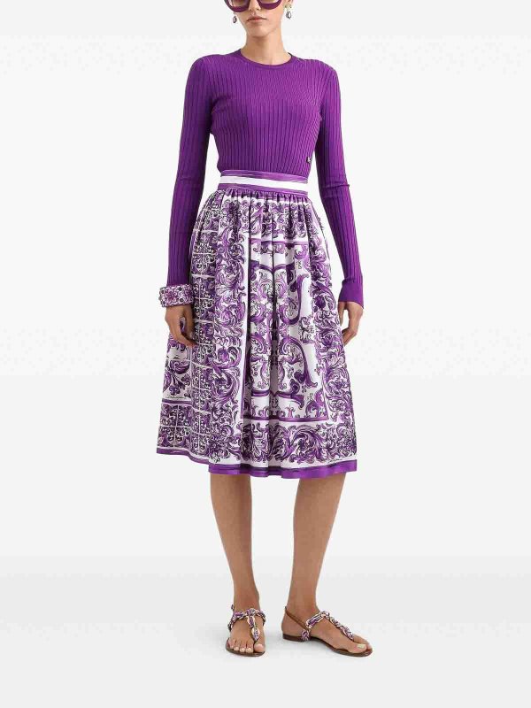DOLCE & GABBANA: Knee length skirts & Midi online - Majolica-Print Midi Skirt