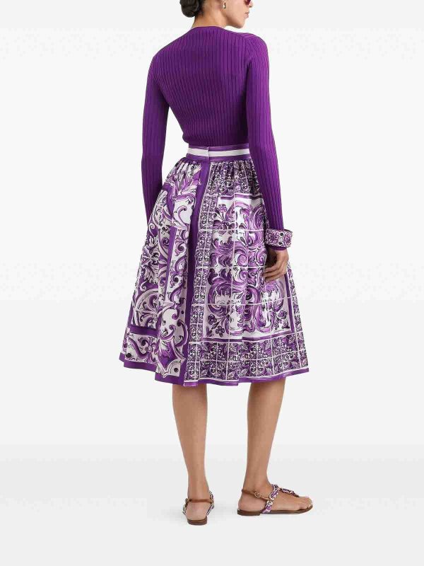 The Best Shops DOLCE & GABBANA: Knee length skirts & Midi - Majolica-Print Midi Skirt