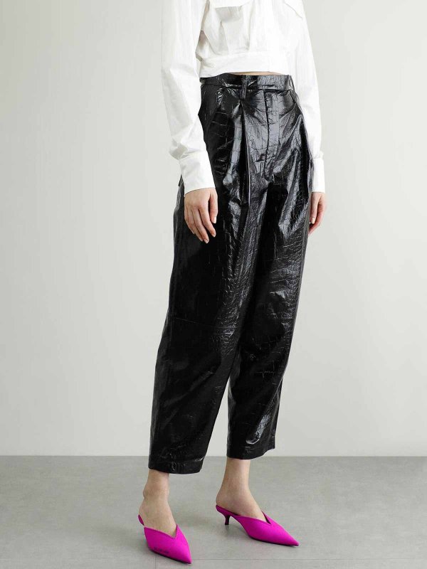 REMAIN Birger Christensen: Pantalons en cuir online - Pantalons En Cuir - Noir