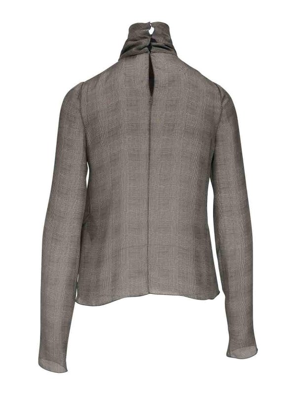 SAINT LAURENT: Tops & Tank tops online - Checked Silk Top