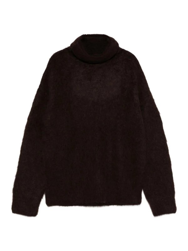 UMA WANG: boat necks - High neck sweater brown