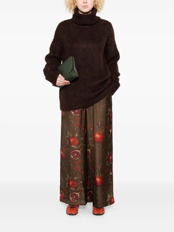 UMA WANG: boat necks online - High neck sweater brown