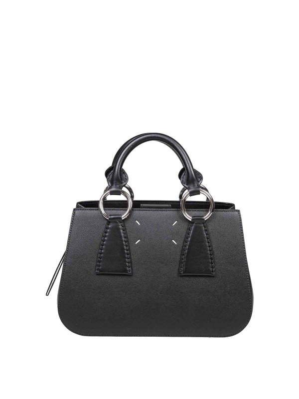 Maison Margiela: totes bags - Hand bag in black leather