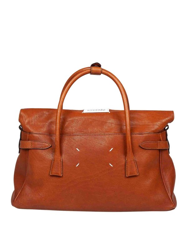 Maison Margiela: totes bags - 5ac handbag in vintage leather cognac color