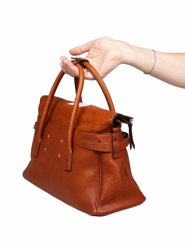 Maison Margiela: totes bags online - 5ac handbag in vintage leather cognac color