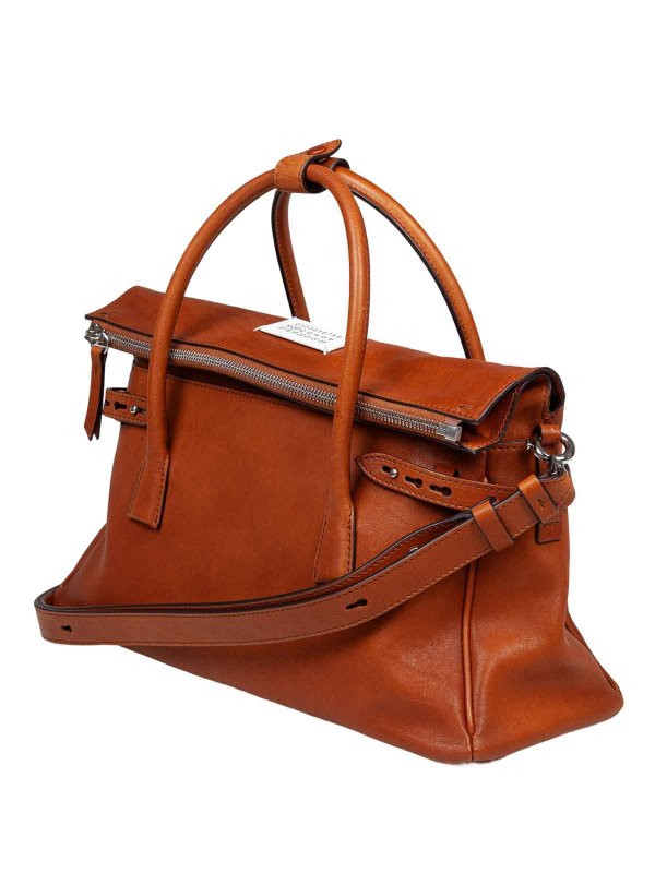 The Best Shops Maison Margiela: totes bags - 5ac handbag in vintage leather cognac color