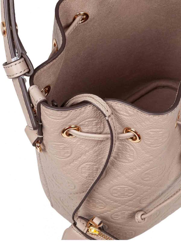 TORY BURCH buy online MONOGRAM leather bucket bag clay color