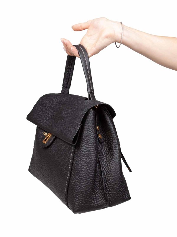 VISONA: totes bags online - Visona handbag 21571 in black leather