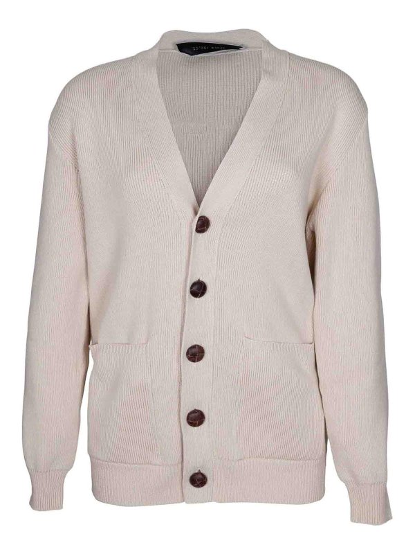 GOLDEN GOOSE: cardigans - Organic cotton cardigan with logo