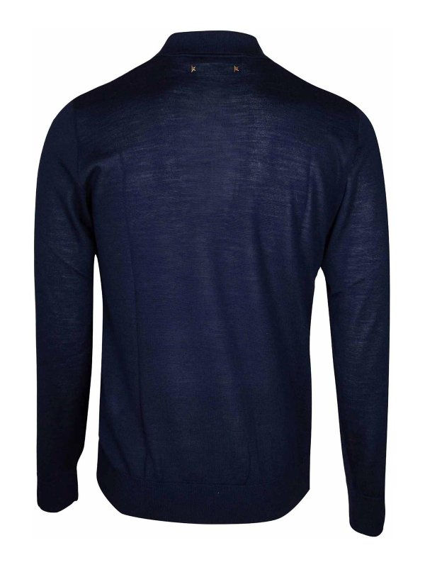 GOLDEN GOOSE: polo shirts online - Navy blue merino wool pole