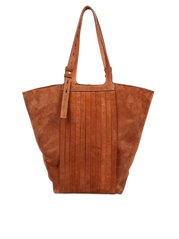 GOLDEN GOOSE: totes bags online - Shopping 247 in suede with leather fringes
