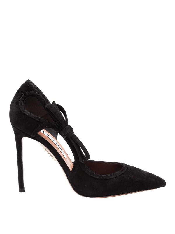 Aquazzura: court shoes - SOAVE 105 Decollete in SUEDE BLACK COLOR