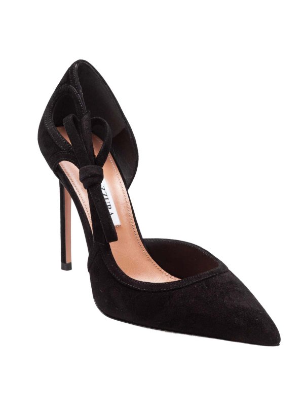 Aquazzura: court shoes online - SOAVE 105 Decollete in SUEDE BLACK COLOR