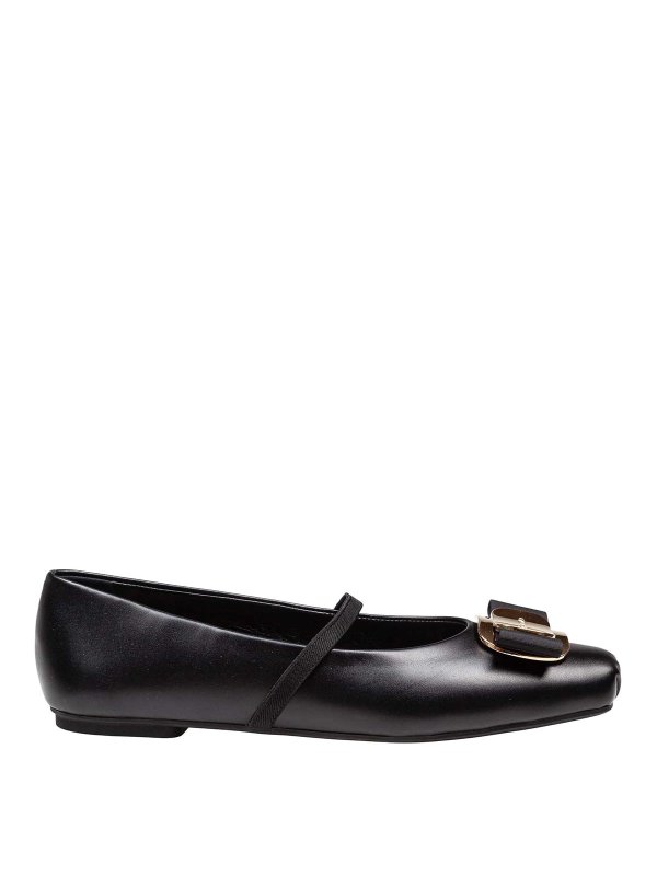 SALVATORE FERRAGAMO: ballerine - Ballerina Zina In Pelle Colore Nero