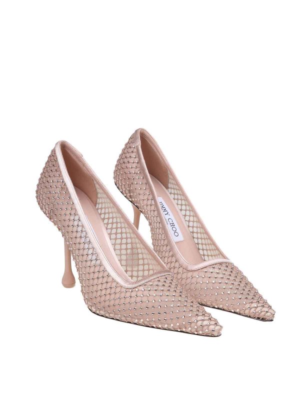 JIMMY CHOO: scarpe décolleté online - Decollete Ixia 95 In Mesh Con Cristalli