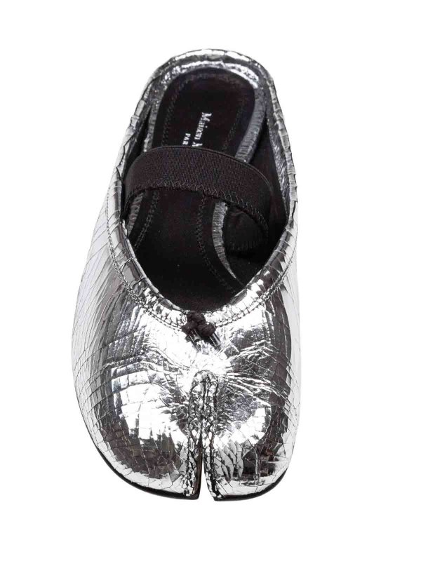 The Best Shops Maison Margiela: mules shoes - Broken leather tabi mule silver color