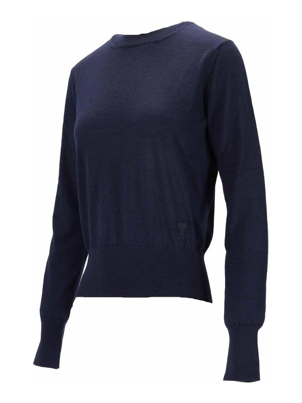 AMI PARIS: Sweatshirts & Sweaters online - Pull Col Rond  De Coeur Ton Sur Ton