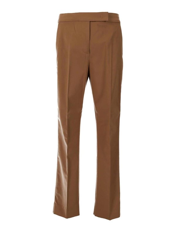 Max Mara: casual trousers - Okra Cotton Satin Trousers