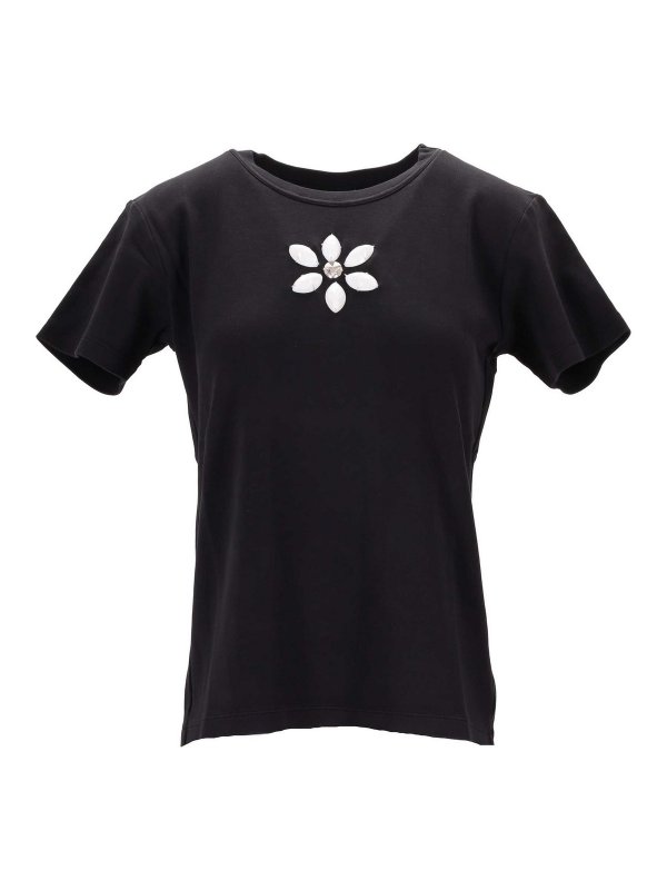 MERYLL ROGGE: t-shirts - Fitted T-Shirt W/ Embroidery