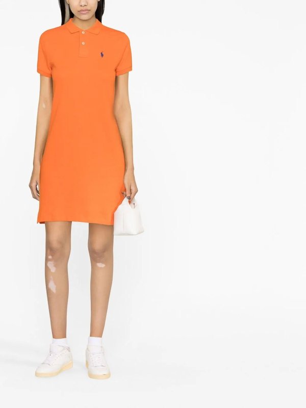 POLO RALPH LAUREN: ニーレングスドレス online - 膝丈ドレス - オレンジ