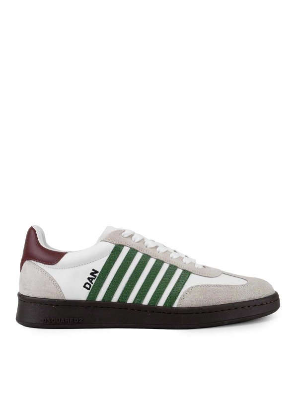DSQUARED2: sneakers - Sneaker boxer in pelle e pelle scamosciata