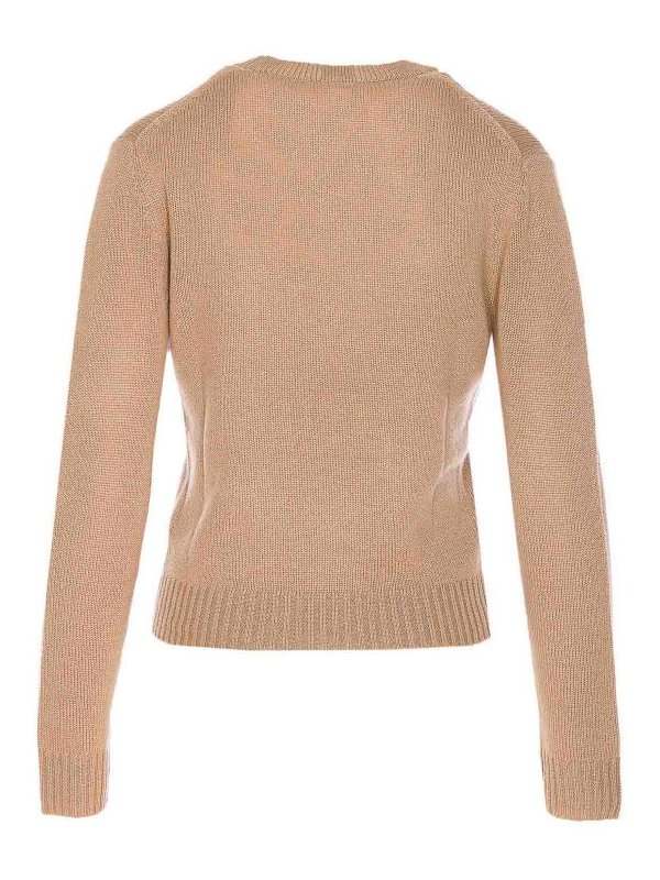 ALLUDE: Strickpullover mit Rundhalsausschnitt online - Rundhalspullover - Beige