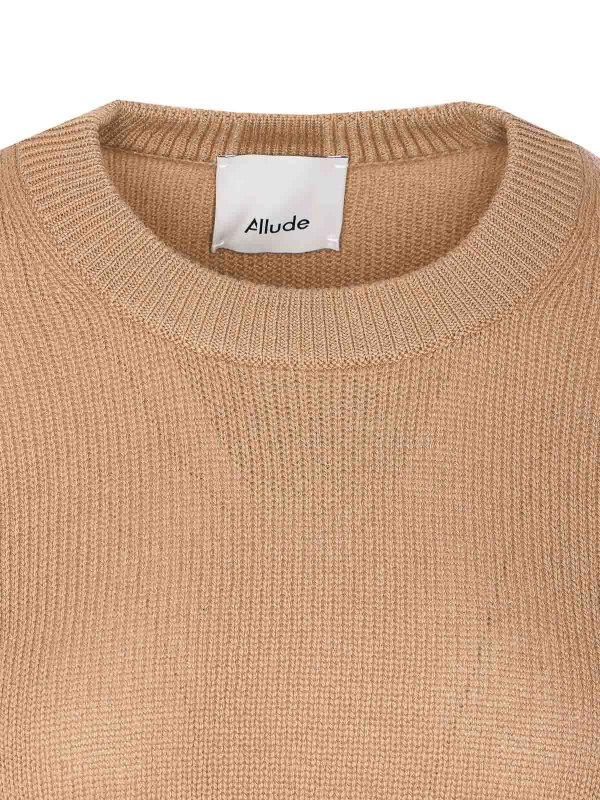 Rundhalspullover - Beige shop online: ALLUDE