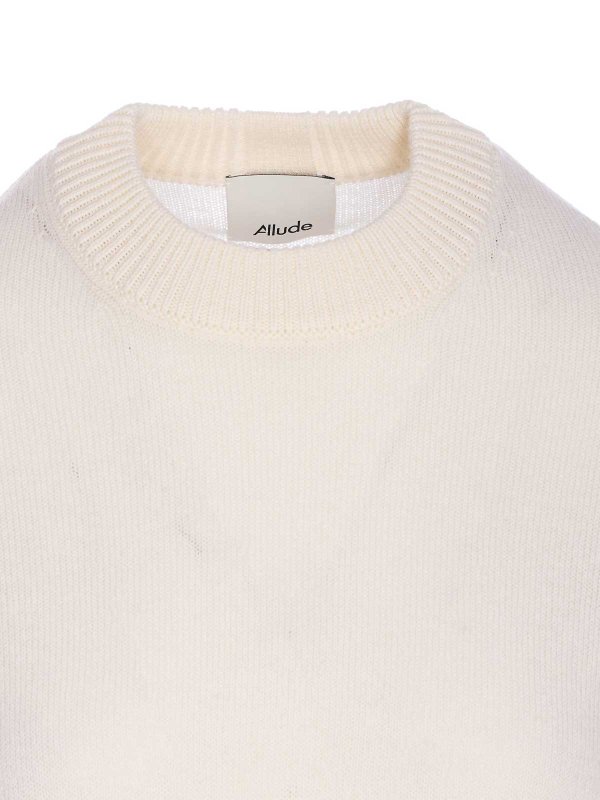 Rundhalspullover - Weiß shop online: ALLUDE