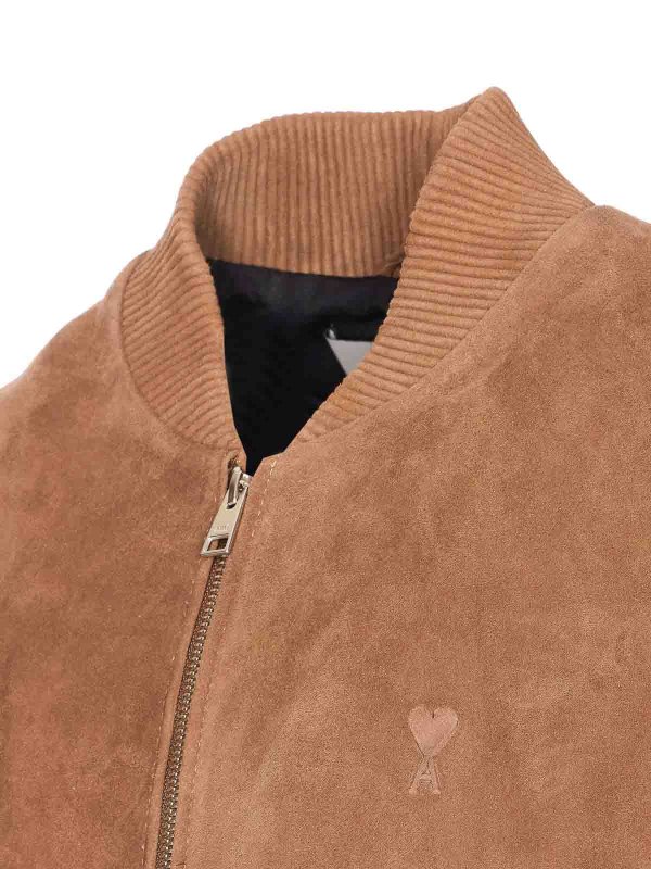The Best Shops AMI PARIS: leather jacket - Suede Ami De Coeur Jacket