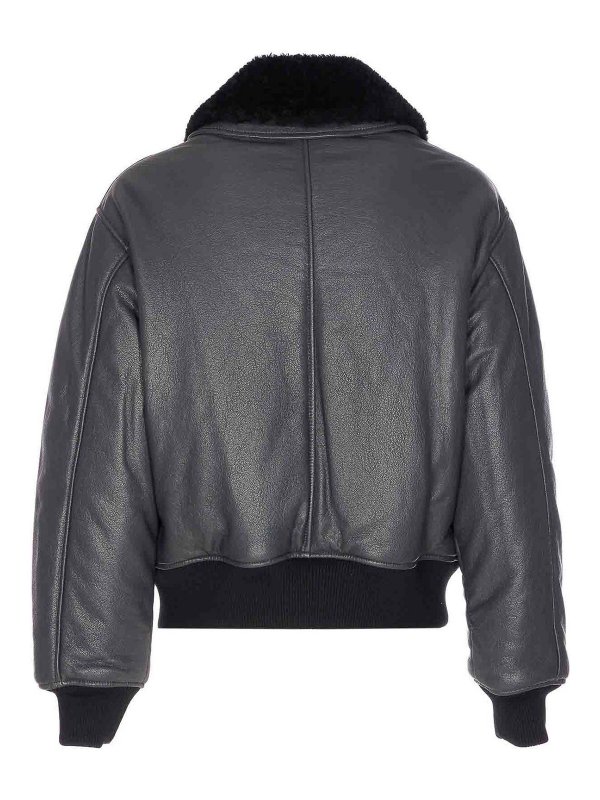 AMI PARIS: Vestes en cuir online - Blouson En Cuir - Gris
