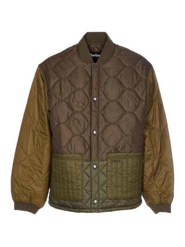 BARBOUR: casual jackets - Olive Cording Quilted Jacket Buttons Closure