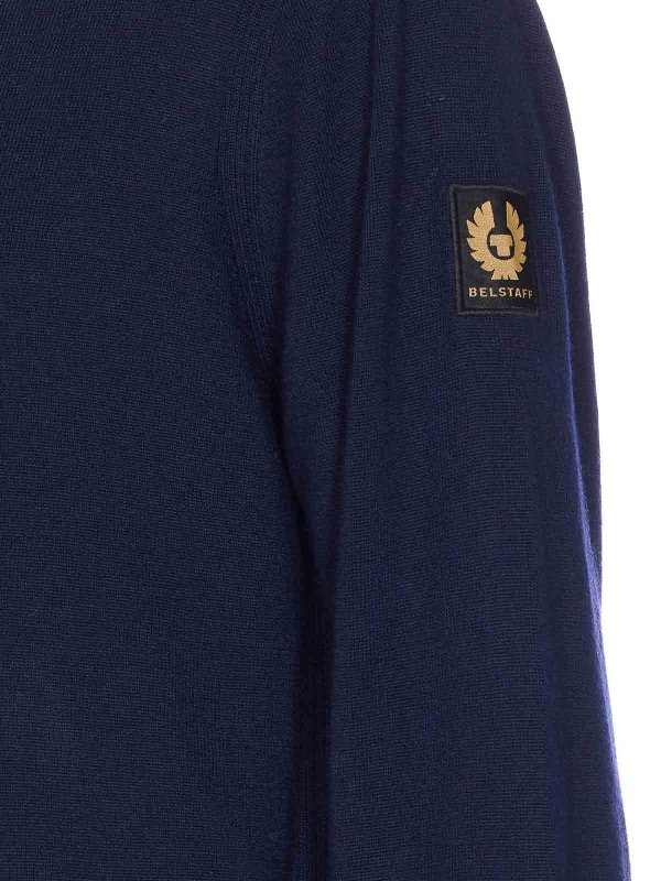 The Best Shops BELSTAFF: Strickpullover mit Rundhalsausschnitt - Rundhalspullover - Blau