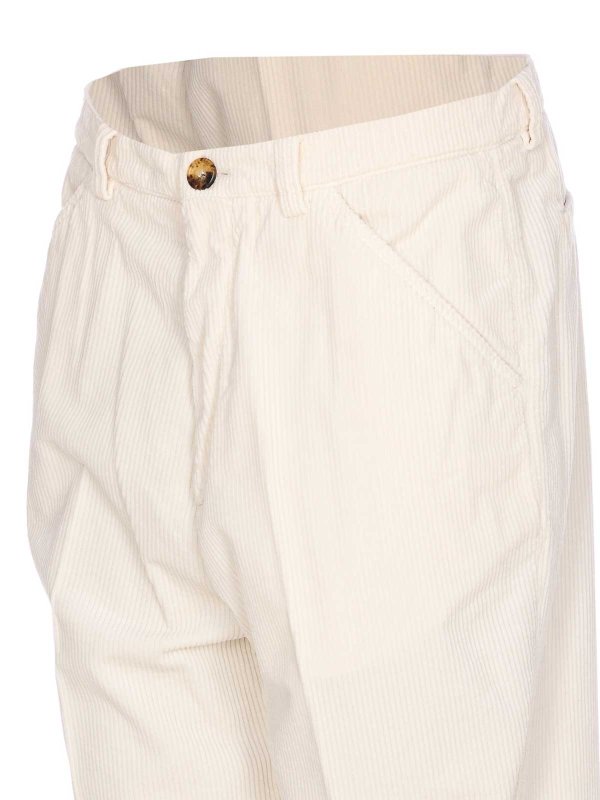 The Best Shops BRUNELLO CUCINELLI: casual trousers - White Corduroy Pants