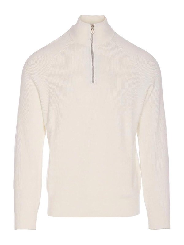 BRUNELLO CUCINELLI: Strickpullover mit Rundhalsausschnitt - Rundhalspullover - Weiß