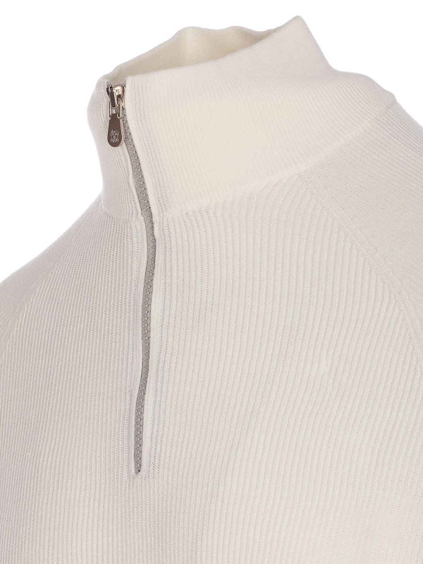 The Best Shops BRUNELLO CUCINELLI: Strickpullover mit Rundhalsausschnitt - Rundhalspullover - Weiß