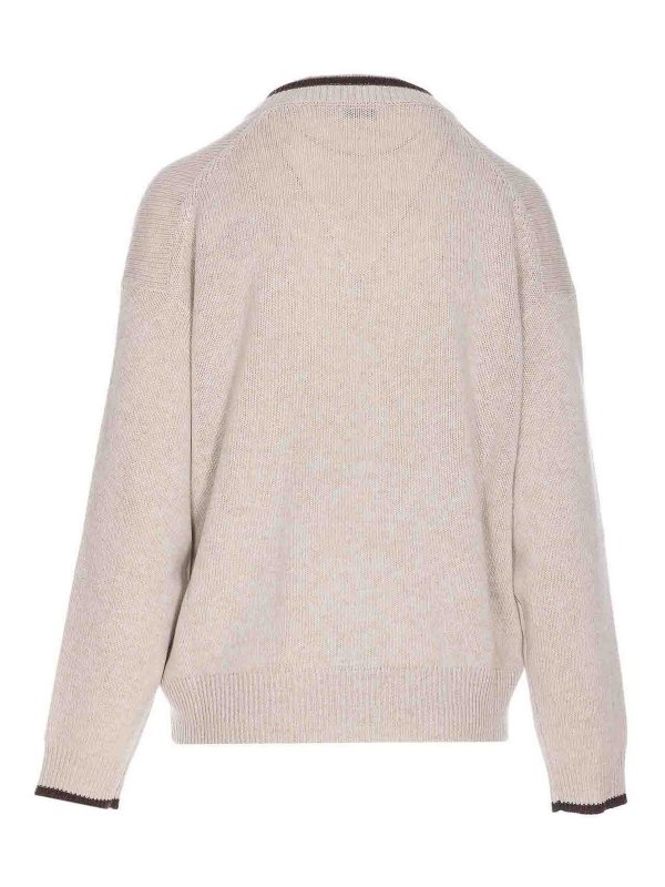 BRUNELLO CUCINELLI: Suéteres con cuello pico online - Suéter Cuello Redondo - Beis