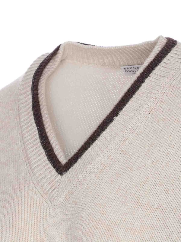 The Best Shops BRUNELLO CUCINELLI: Suéteres con cuello pico - Suéter Cuello Redondo - Beis