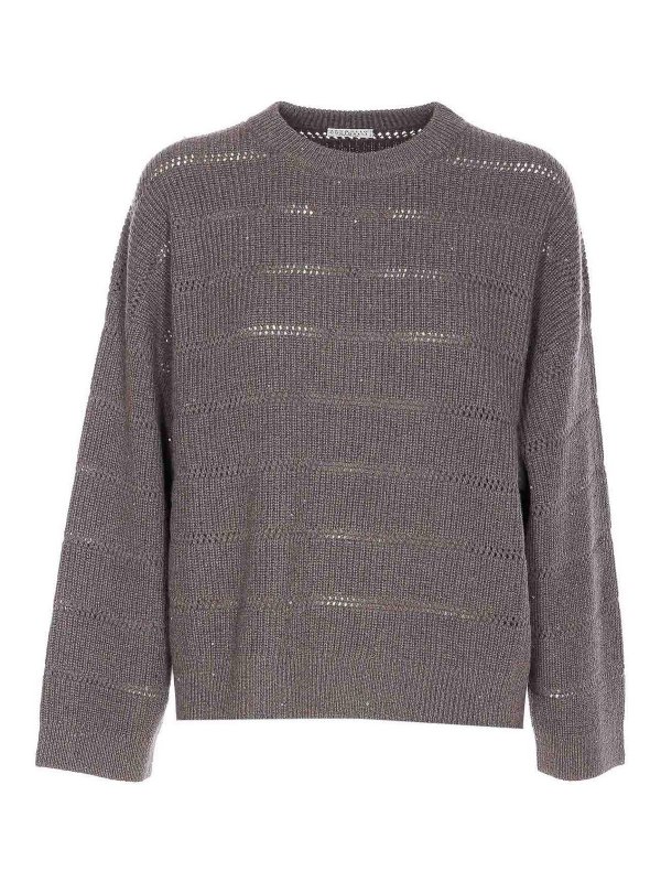 BRUNELLO CUCINELLI: shirts - Dazzling Shirt With Openwork Stripe
