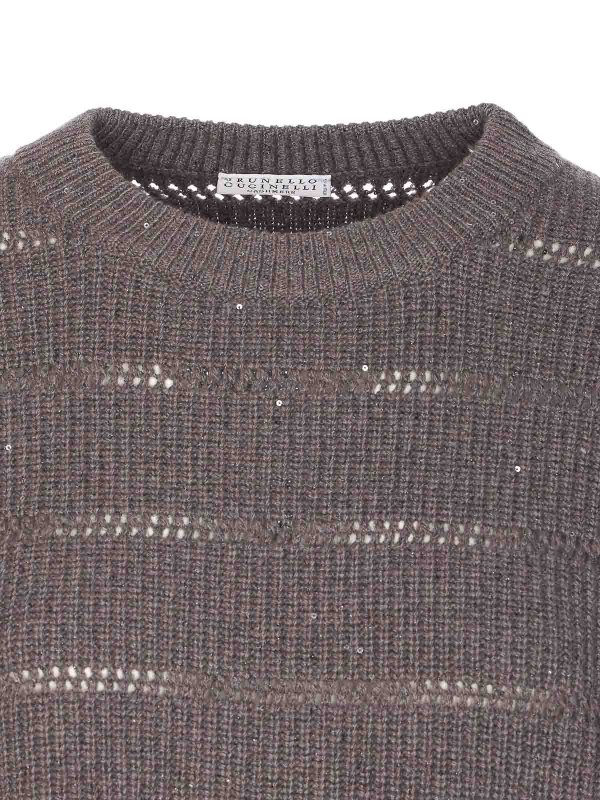Dazzling Shirt With Openwork Stripe shop online: BRUNELLO CUCINELLI