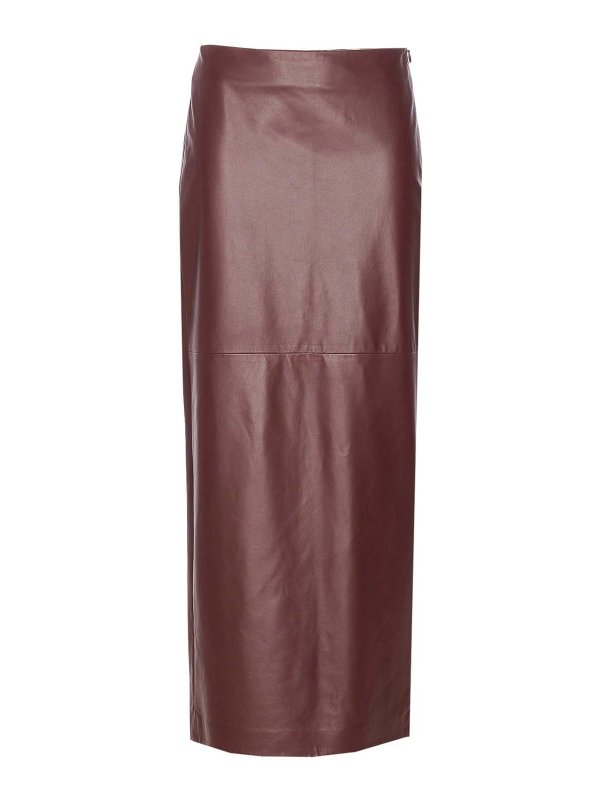 BRUNELLO CUCINELLI: Knee length skirts & Midi - Bordeaux Leather Skirt