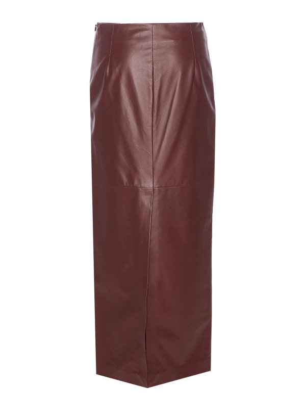 BRUNELLO CUCINELLI: Knee length skirts & Midi online - Bordeaux Leather Skirt